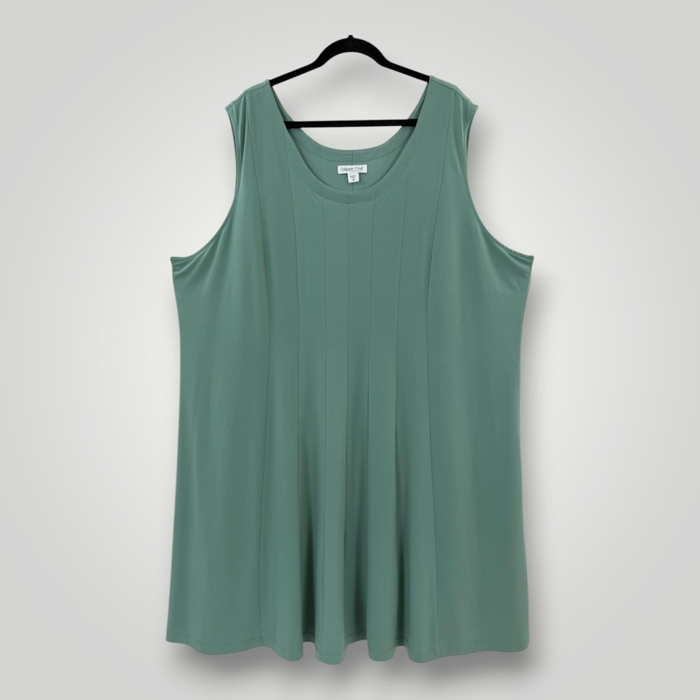 Coldwater Creek Dress Womens 3X Green Sleeveless Tank Midi Swing Jersey Plus